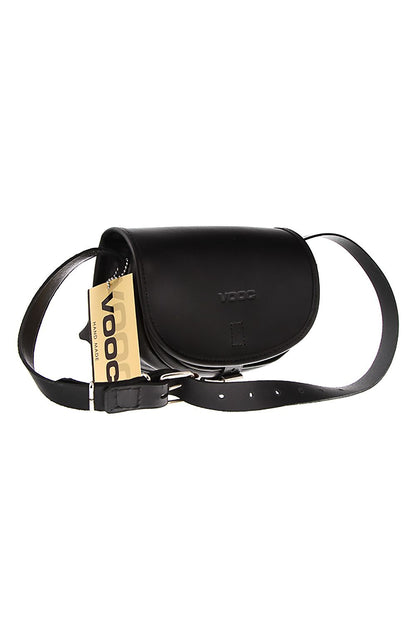 Chic handmade vintage leather postbag by Verosoft in classic black, featuring an adjustable strap and sleek design, ideal for modern fashion enthusiasts.