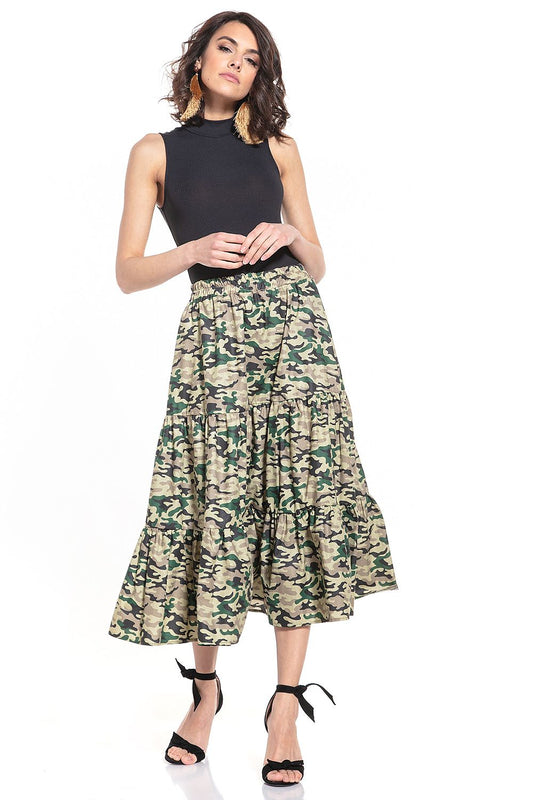 Tessita Dark Moro Pattern Long Cotton Skirt showcasing elegant design and luxurious comfort.