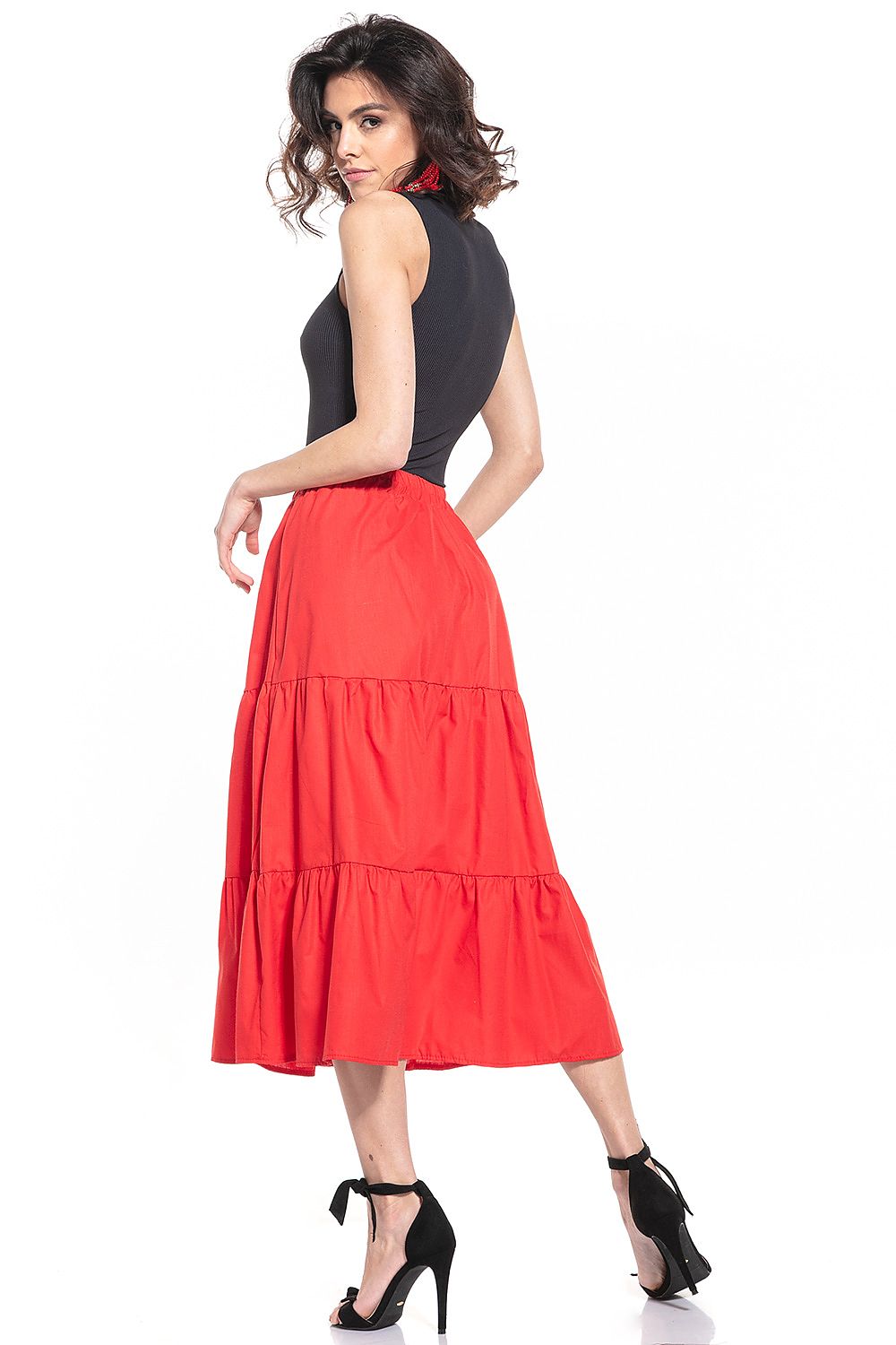 Tessita elegant long cotton skirt featuring an elastic waistband, perfect for versatile styling.