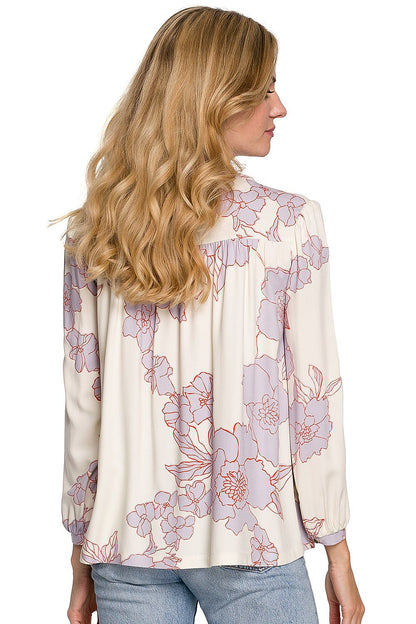 Luxurious Floral Viscose Blouse by Makover, showcasing a back view, highlighting intricate floral patterns ideal for a stylish look.