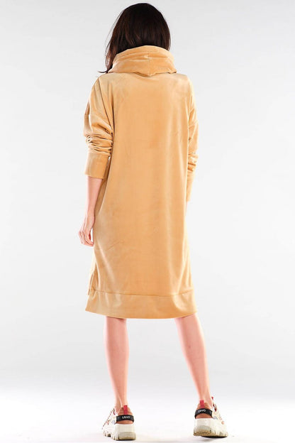 Back view of the luxurious Daydress by awama, showcasing its smooth velour fabric and relaxed silhouette.