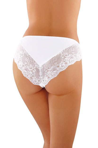 Babell Panties - Elegant white lace-back design of Brazyliana panties, showcasing refined craftsmanship and a flattering silhouette.