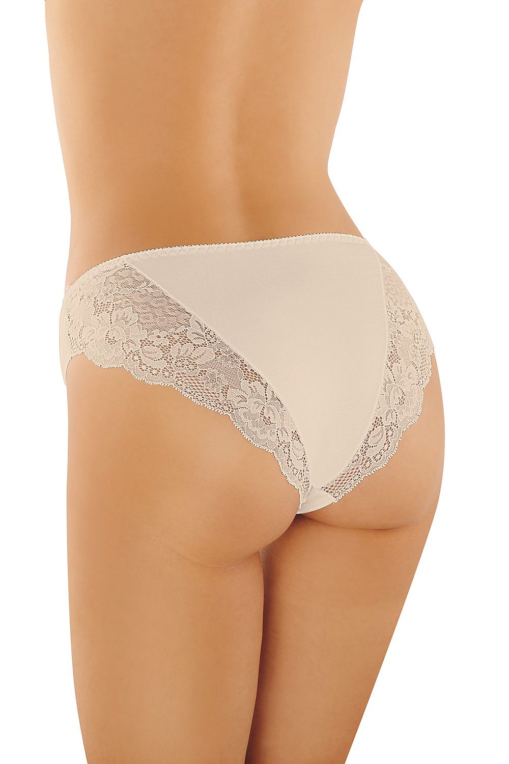 Elegant Babell panties, featuring a smooth cotton front and delicate lace detailing on the thighs, perfect for a luxurious feel and sophisticated style.