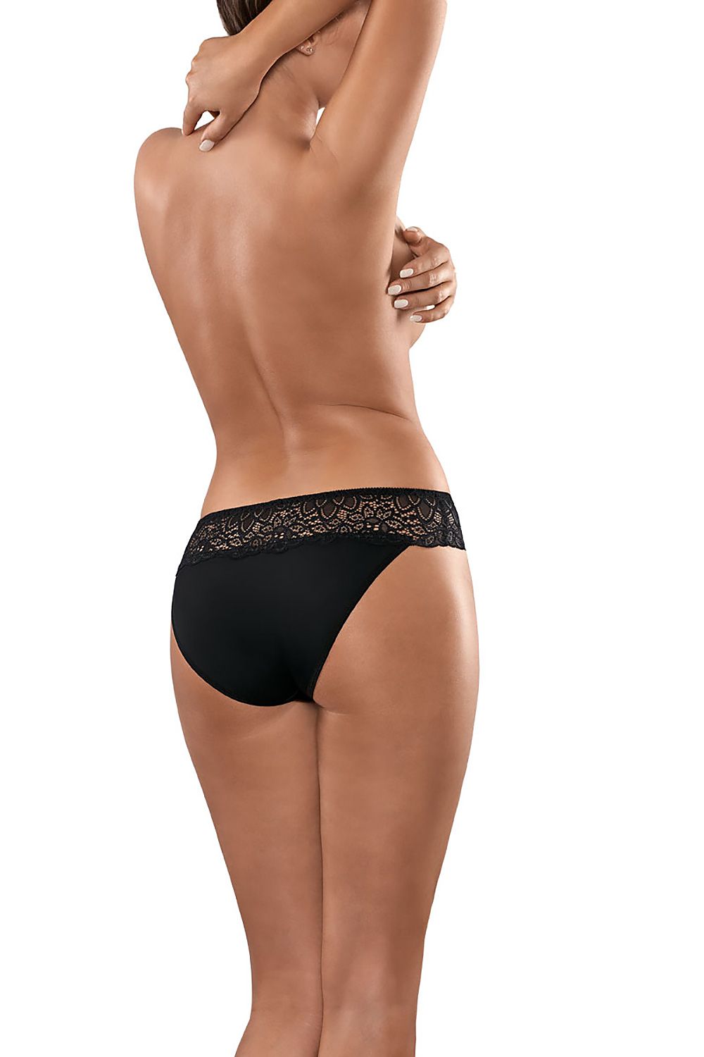 Luxurious Babell Panties - Rear view of elegant black lace hipster panties, designed for a perfect fit and alluring charm.