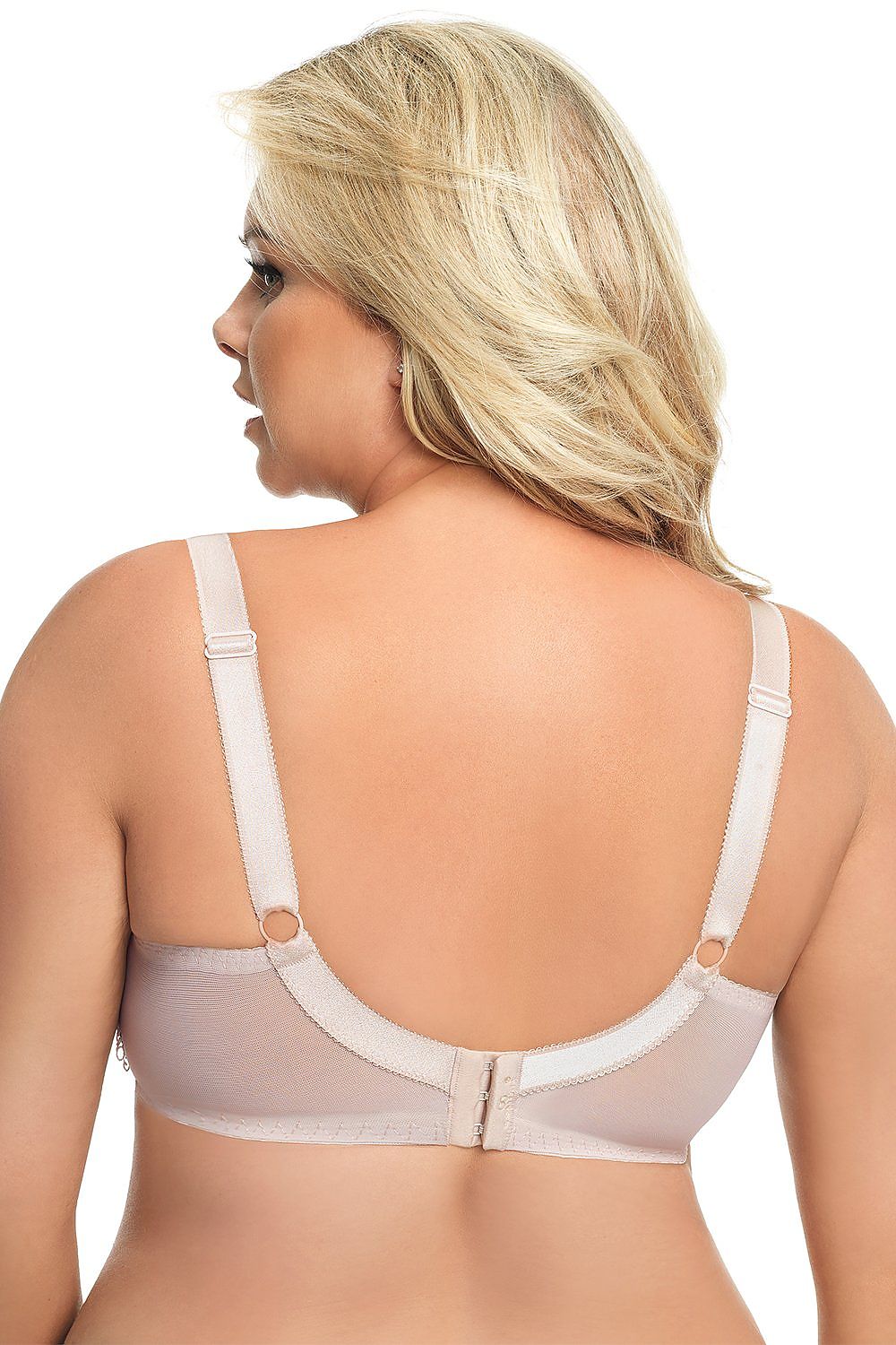 The back view of the exquisite Gorsenia Lingerie nursing bra, showcasing its sophisticated design, adjustable straps, and secure closure, ideal for providing support and ease for nursing mothers.