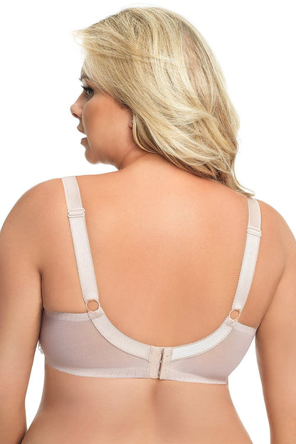 The back view of the exquisite Gorsenia Lingerie nursing bra, showcasing its sophisticated design, adjustable straps, and secure closure, ideal for providing support and ease for nursing mothers.