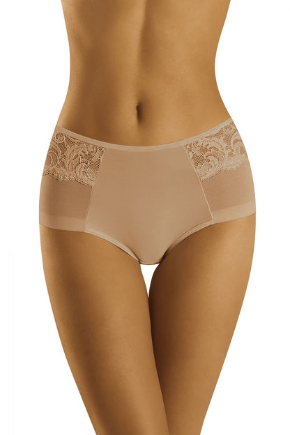Wolbar Elegant Women's Panties in Lace and Microfiber, showcasing a beautiful feminine design with a delicate lace top and smooth microfiber body, available in sizes EU M to XXL.