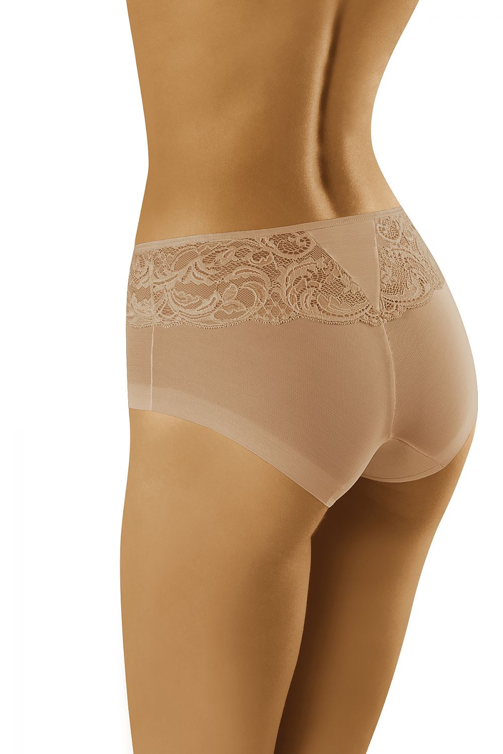 Wolbar Elegant Women's Panties in Lace and Microfiber, featuring a stunning rear view with intricate lace detailing atop sleek microfiber, tailored for sizes EU M to XXL.