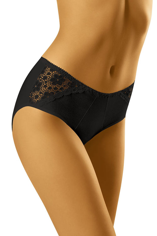 Wolbar Classic Cotton Briefs with Floral Lace Inserts featuring high-quality comfort and style, displayed on a model showcasing the elegant lace detailing and form-flattering design.