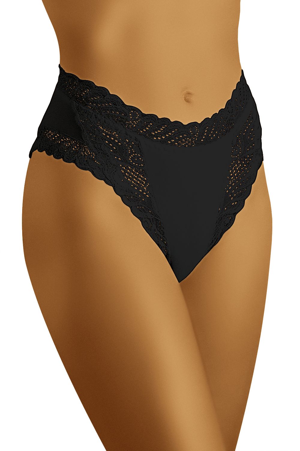 Elegant Wolbar Ladies Panties in black, featuring soft fabric and delicate lace detailing, perfect for a luxurious feel and chic style.