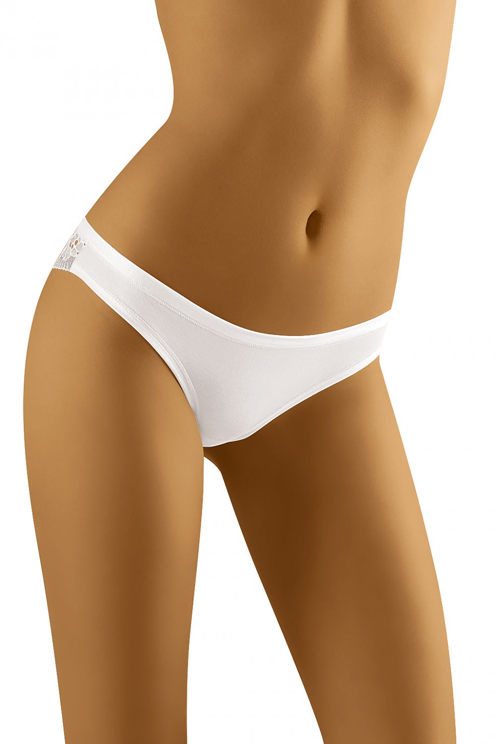 Wolbar Luxury Cotton and Lace Panties featuring an elegant low-cut design for ultimate comfort, showcasing a smooth front in white cotton.