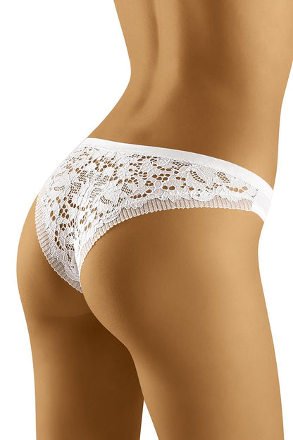 Wolbar Luxury Cotton and Lace Panties displaying a gorgeous lace back, accentuating the elegant low-cut design for ultimate comfort in luxurious white.