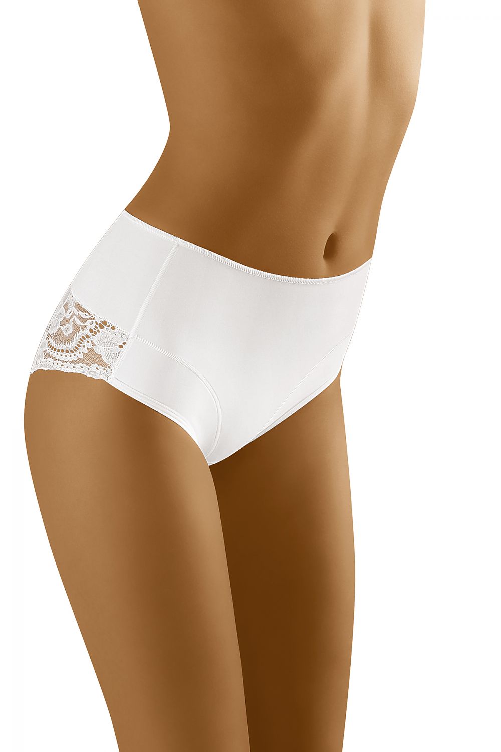 Wolbar Lace Comfort Panties in pristine white, designed for elegance and comfort, with intricate lace accents for a refined touch.