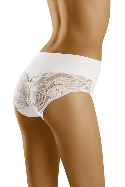 Wolbar Lace Comfort Panties in white, emphasising a classy look with delicate lace on the back, combining elegance and sexy design.