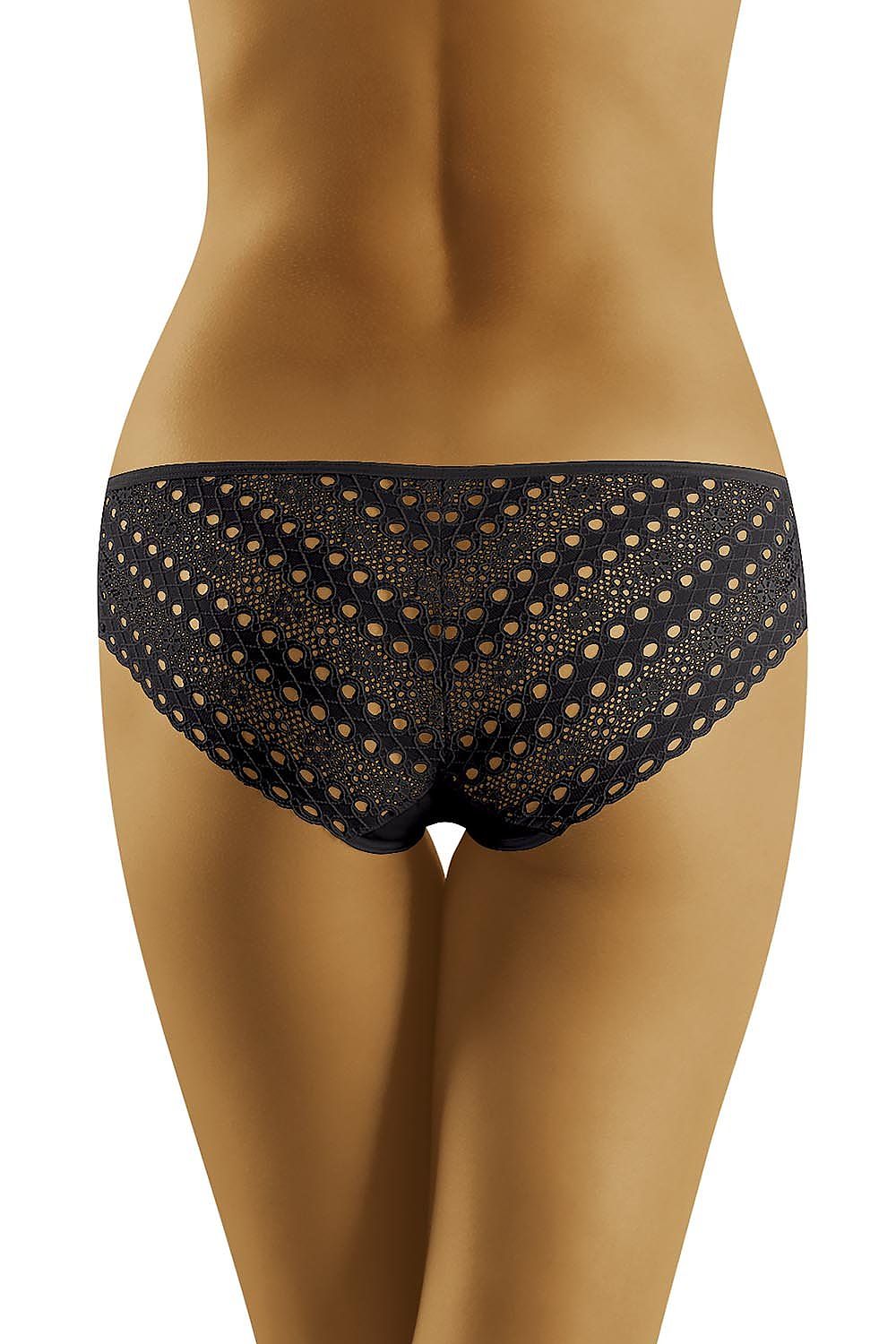 Wolbar Cotton Midi Panties With Lace Back - Elegant Comfort And Style, showcasing a delicate lace design at the back in black, embodying elegance and luxury.