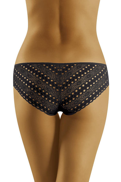 Wolbar Cotton Midi Panties With Lace Back - Elegant Comfort And Style, showcasing a delicate lace design at the back in black, embodying elegance and luxury.