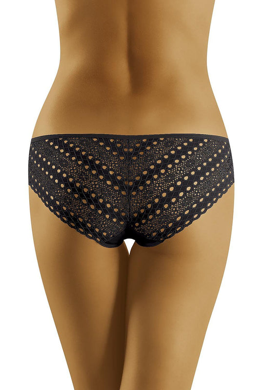Wolbar Cotton Midi Panties With Lace Back - Elegant Comfort And Style, showcasing a delicate lace design at the back in black, embodying elegance and luxury.