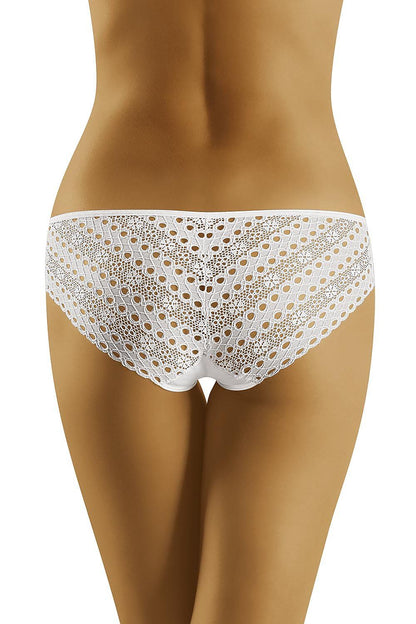 Wolbar Cotton Midi Panties with Lace Back showcasing elegant lace detailing on a sophisticated white canvas. These luxurious cotton panties feature a comfortable midi cut, perfect for adding elegance and style to your lingerie collection.