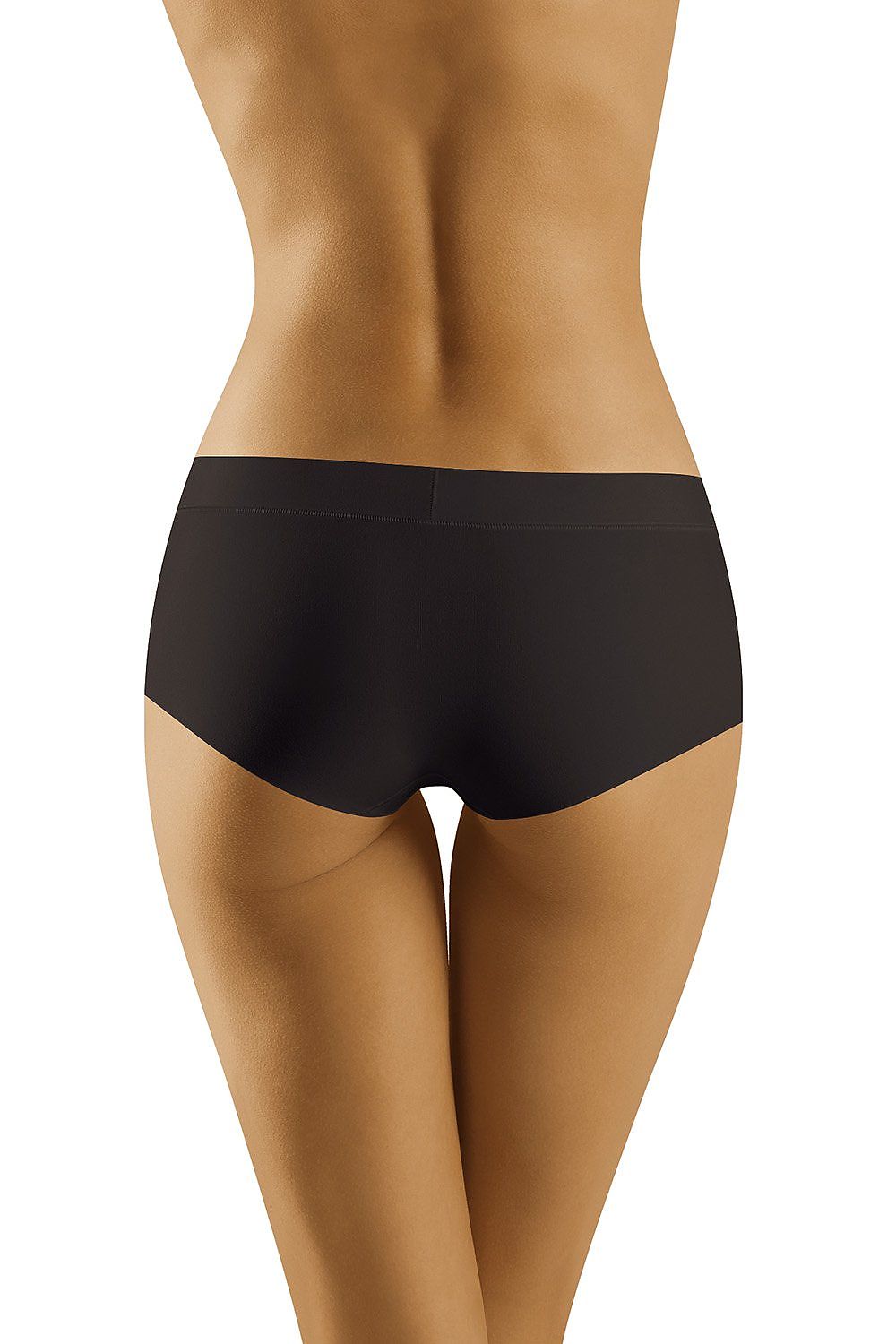 Back view of Wolbar Women's Smooth & Comfortable Laser-Cut Boxers in black, highlighting the classic cut and feminine silhouette for active lifestyles.