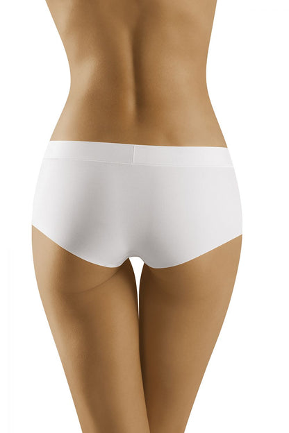 Back view of Wolbar Women's Smooth & Comfortable Laser-Cut Boxers in white, emphasizing a seamless fit that combines luxury with functionality.