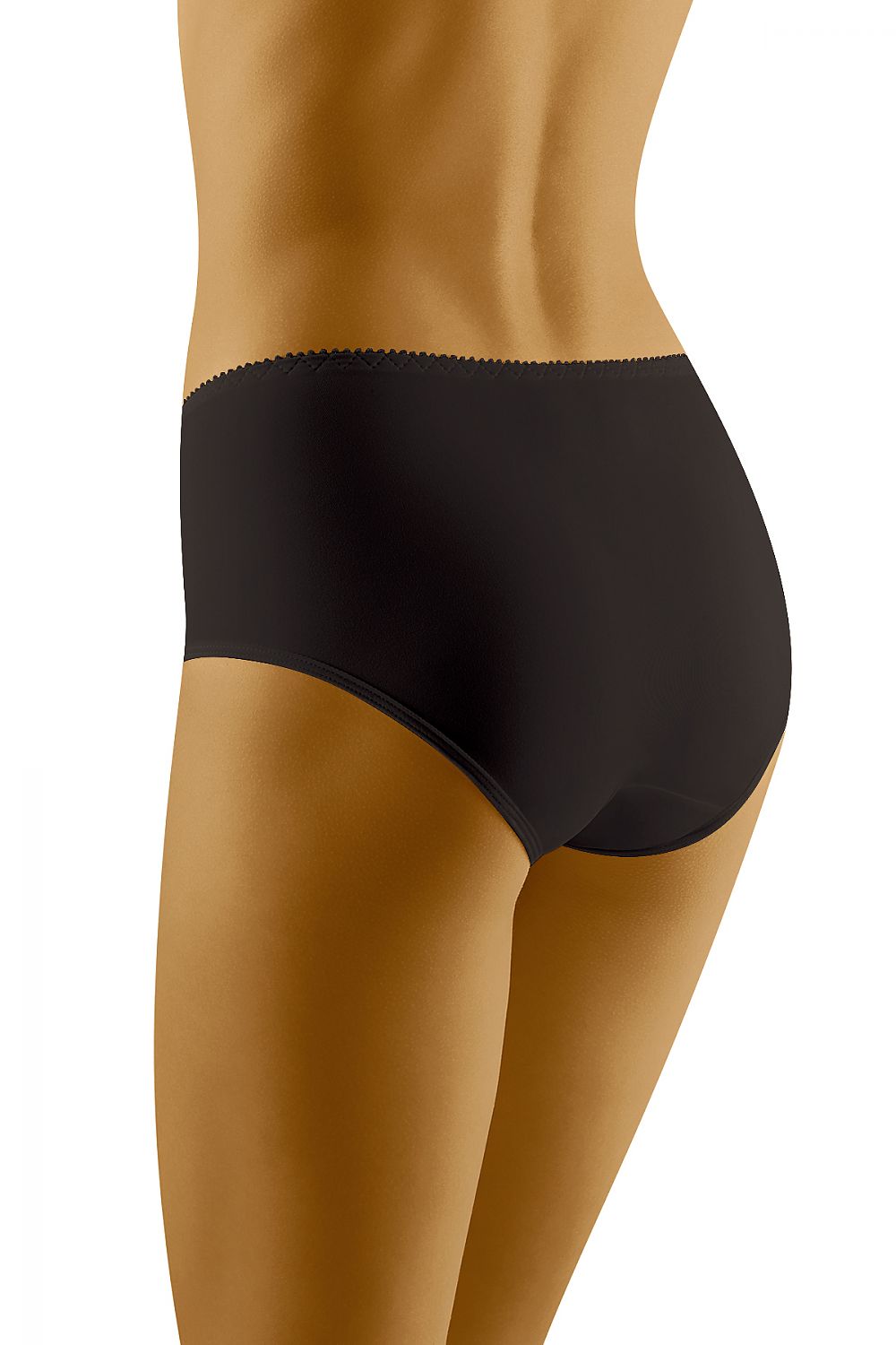 Wolbar Midi Briefs with Lace and Mesh Detailing – Elegant Cotton-Blend Women's Underwear showcasing the smooth black fabric with intricate lace and mesh accents, designed for ultimate comfort and style.