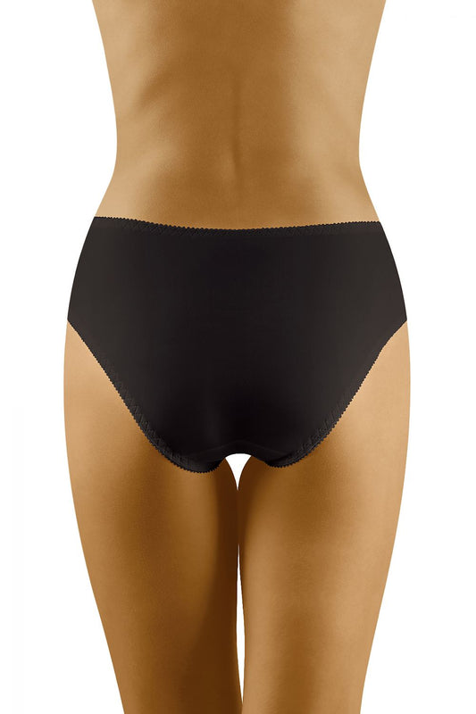 Wolbar Femininity Collection: Back view of elegant black panties, showcasing smooth fabric and luxurious design for ultimate comfort.