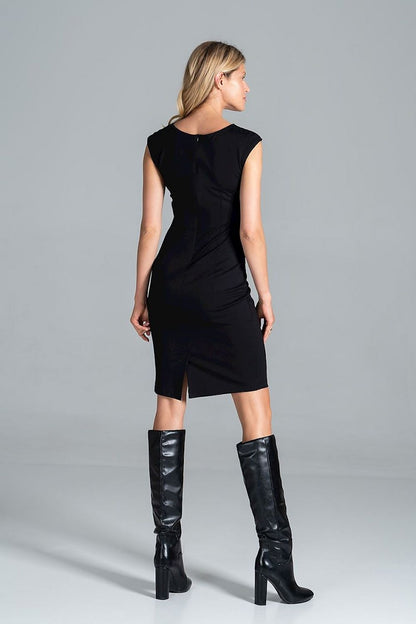 Elegant Figl Fitted Midi Dress in black, featuring a stunning design that enhances the figure, perfect for an upscale fashion statement.