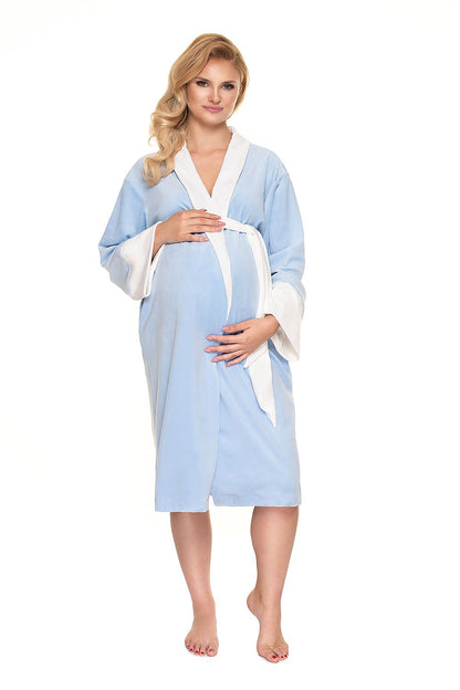 Luxurious Soft Velour Bathrobe with Belt and Long Sleeves by PeeKaBoo, featuring a model in a light blue robe, demonstrating a stylish and comfortable option for relaxation.