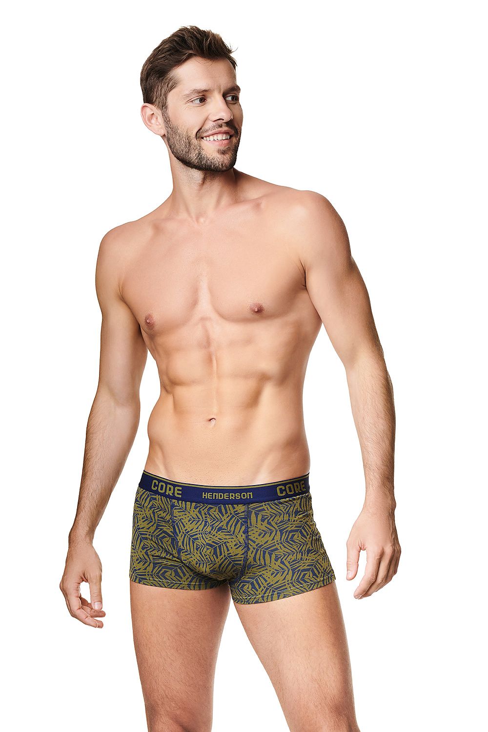 Henderson Designer Boxers Set in khaki with a fashionable pattern, designed for luxury comfort and a sporty look, perfect for the contemporary gentleman.