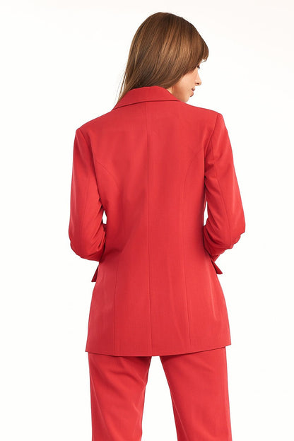The back view of the Nife Double-Breasted Jacket in Autumn Colours – Tailored Fit for Every Figure, highlighting its sleek silhouette and refined design.