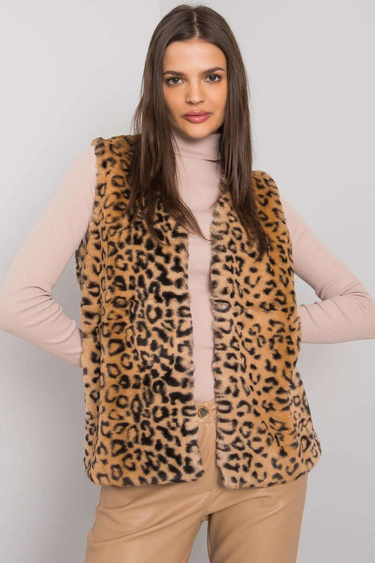 Luxury animal pattern fur vest by Yups showcasing sophisticated design and premium quality craftsmanship.