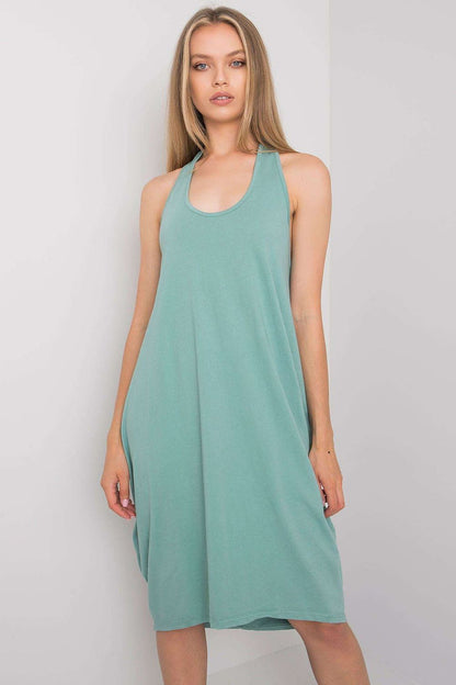 Och Bella Sleeveless Cotton Spandex Daydress, a luxurious elegant summer dress in a soft mint hue, ideal for casual wear, featuring a chic sleeveless design for effortless style.