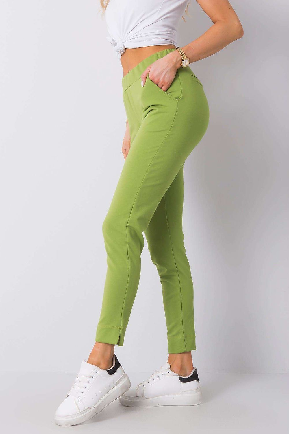 Luxury BFG Tracksuit Trousers with Elastic Waistband and Slip Pockets displayed in vibrant green. Tailored for comfort, featuring a stylish fit, perfect for casual wear.