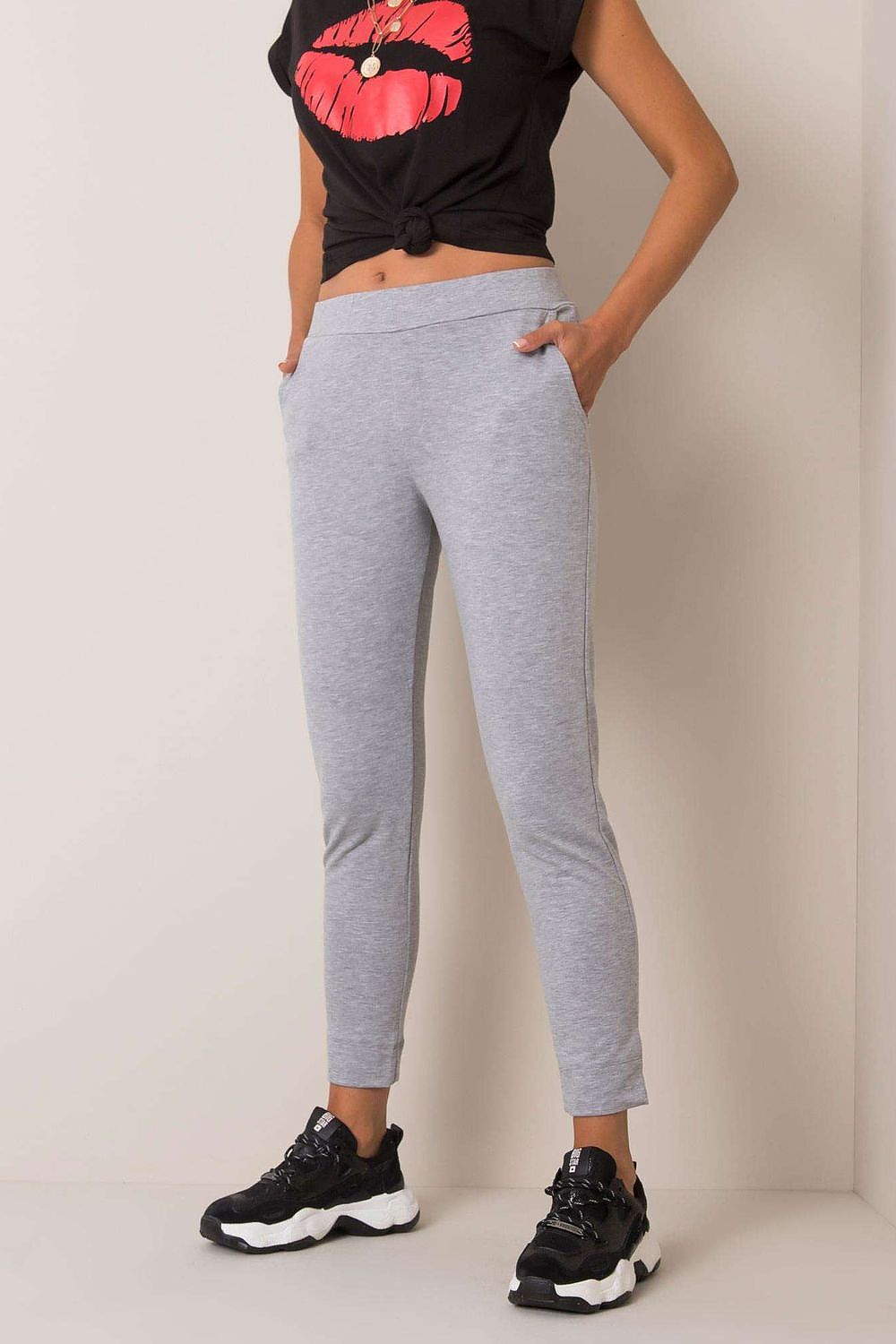 Luxury BFG Tracksuit Trousers with Elastic Waistband and Slip Pockets showcased in elegant grey. Designed for both style and comfort, ideal for everyday casual outfits.