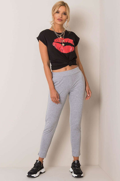 Luxury BFG Tracksuit Trousers with Elastic Waistband and Slip Pockets modelled in a chic grey shade. Perfect blend of comfort and luxury for casual occasions.