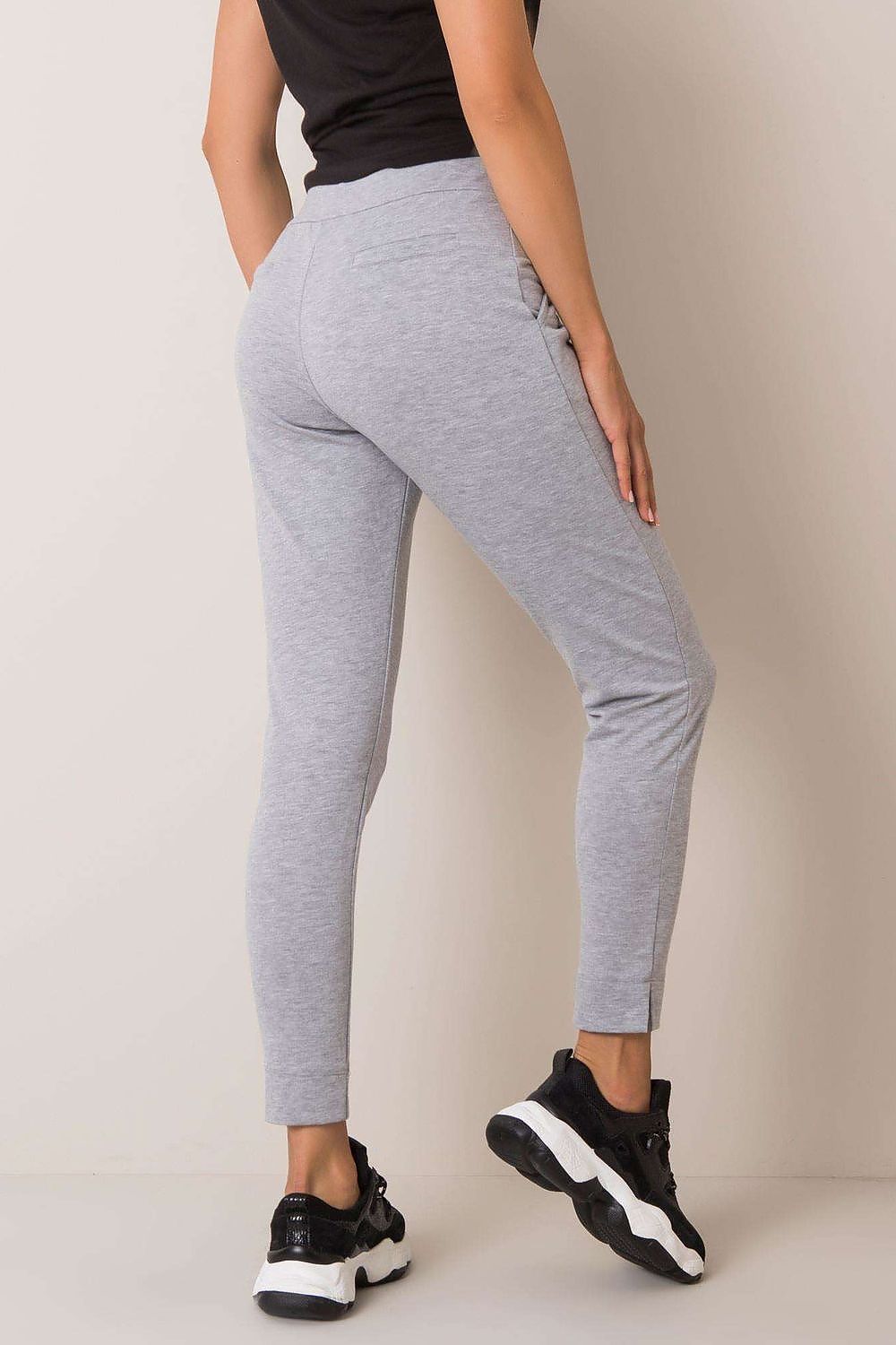 Luxury BFG Tracksuit Trousers with Elastic Waistband and Slip Pockets, featuring a fashionable back view in grey. A staple for stylish and comfortable casual wear.