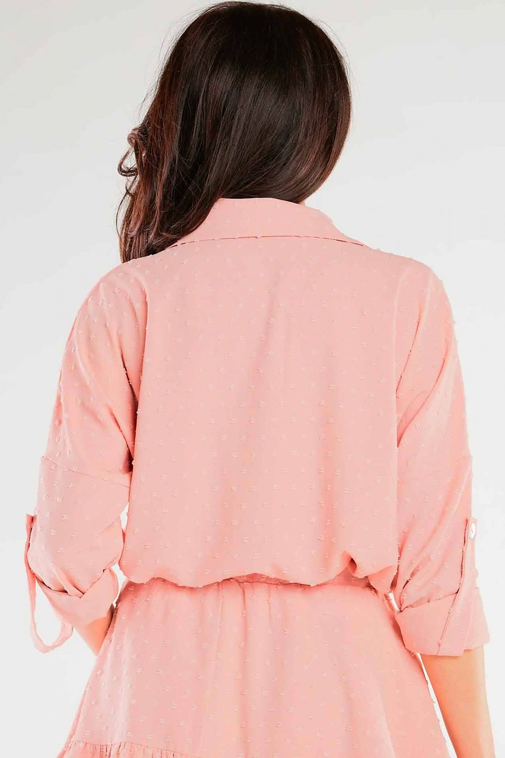 Luxury Lightweight Summer Shirt with Pocket and Decorative Buttons by Awama - Classic Cut, back view of the pink shirt, highlighting the relaxed fit and casual elegance.