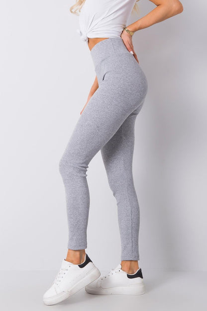 Elegant High-Waisted Ribbed Leggings for Women by BFG in a fashionable side profile, demonstrating sleek lines and a snug fit, perfect for both casual and sporty ensembles.