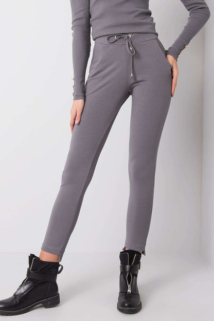 BFG Luxury Tapered Sweatpants with Adjustable Waist and Side Pockets - Stylish Cotton Blend, model showcasing a sophisticated grey variant with fitted look and contemporary style.