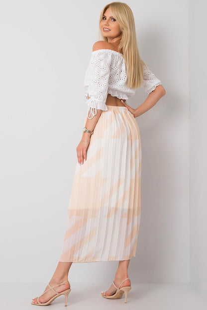 Italy Moda pleated skirt with elastic waistband viewed from the back, illustrating the sophisticated silhouette perfect for summer elegance in size EU 0.