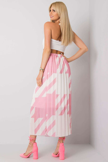 Italy Moda Pleated Skirt With Elastic Waistband - Stylish Summer Fashion, Size EU 0, highlighted from the back on a model, capturing the luxurious pleats and bold colour scheme, ideal for elevated summer style.