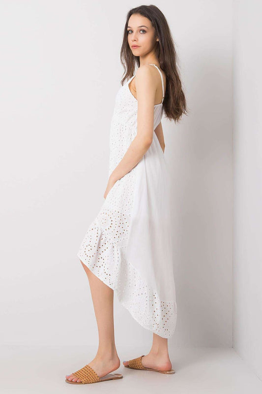 Side view of the Stylish Och Bella Summer Dress with adjustable straps, sweetheart neckline, and asymmetrical hem, showcasing its luxurious design.