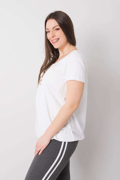 BFG Women's Plus Size T-Shirt in a minimalistic style, featuring a flattering round neckline and a luxurious cotton blend for comfort and class.