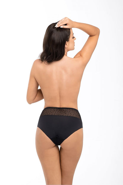 Luxury Babell Panties with Tulle Belt and Decorative Lace - Comfortable Eclectic Lingerie, highlighting the back view of high-waisted panties designed with tulle and lace for a chic and sophisticated look.