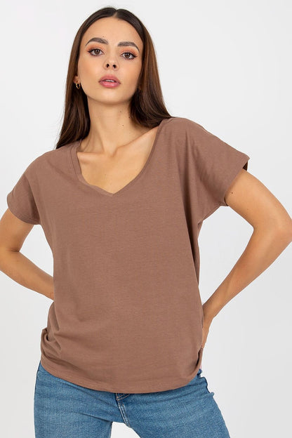 Luxurious Heart Neckline T-Shirt in 95% Cotton being worn by a model, showcasing its elegant design and comfortable fit.