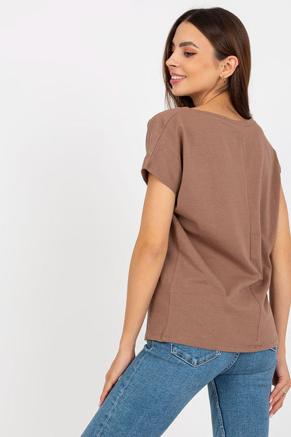 Luxurious Heart Neckline T-Shirt in 95% Cotton displayed elegantly from the back, illustrating its chic design and quality fabric.