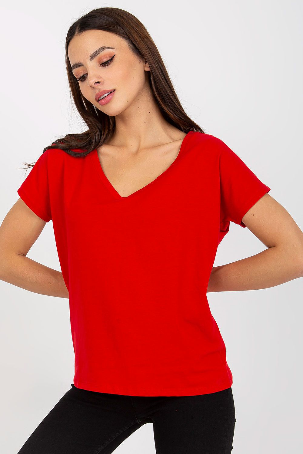 Luxurious Heart Neckline T-Shirt in 95% Cotton captured in a stylish setting, presenting a refined look perfect for modern wardrobes.