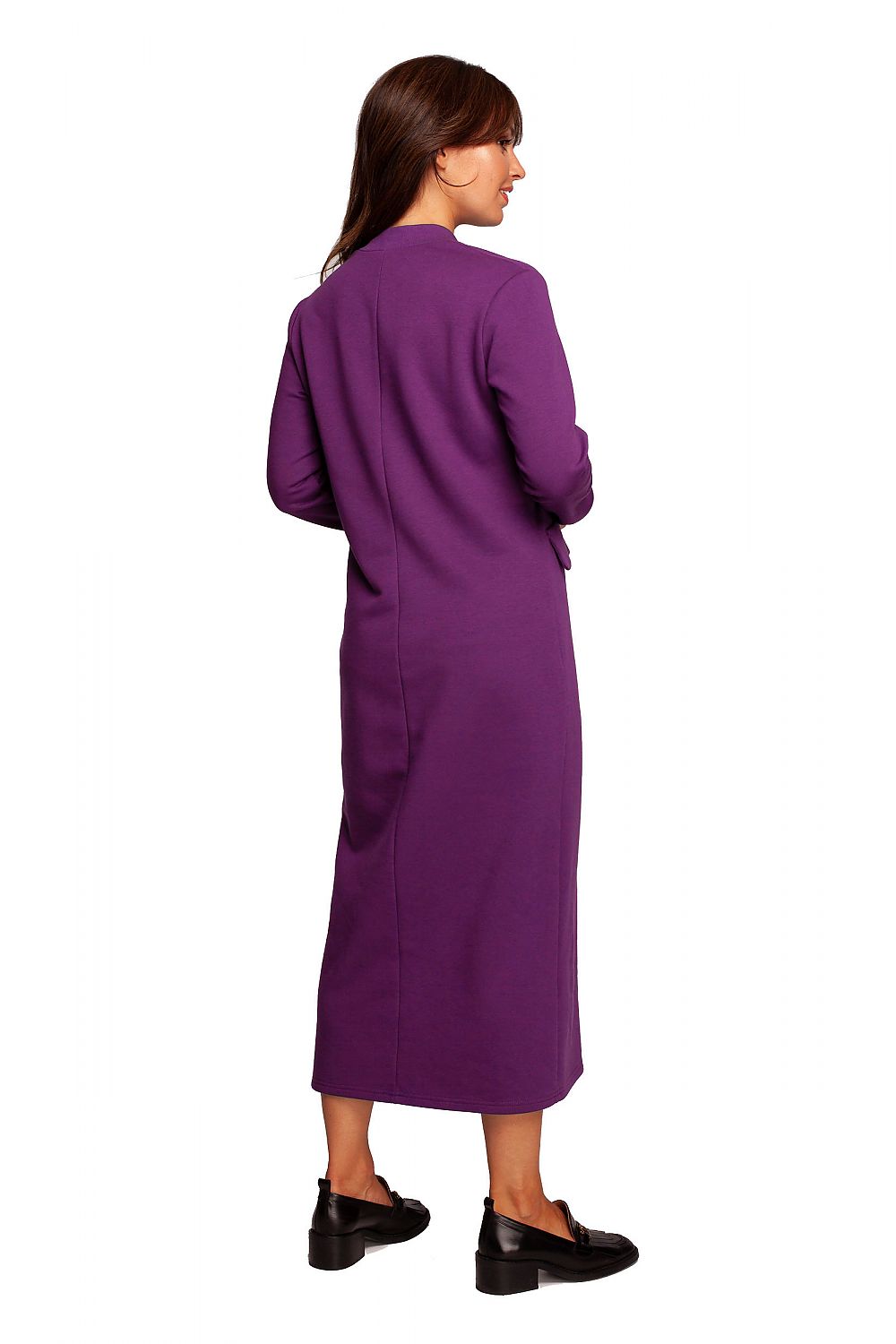 Elegant Maxi Dress with High Front Slit showcasing the back view, designed by BeWear, perfect for luxurious day dressing.