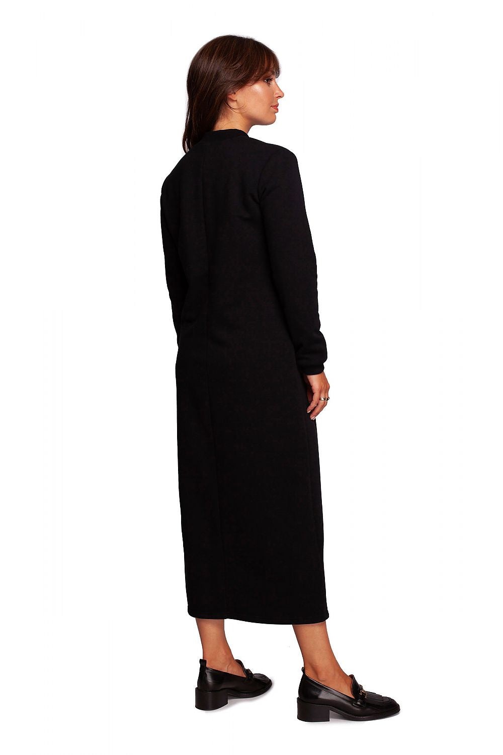 Stylish back view of the BeWear maxi dress with high slit, showcasing its sleek design and fitted silhouette.