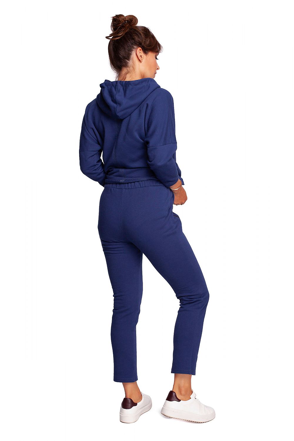 Luxury BeWear Tracksuit Trousers with Decorative Zips and Asymmetrical Stitching displayed from the back on a model, emphasizing the elegant fit and comfortable fabric ideal for stylish leisurewear.